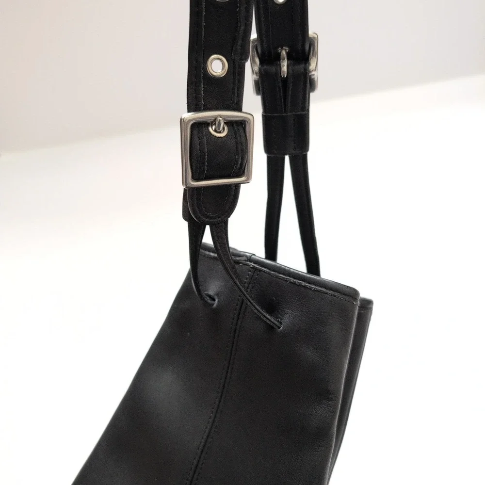 Vintage Coach Black Leather Drawstring‎ Bucket Bag Purse Legacy Sling Hobo 9166